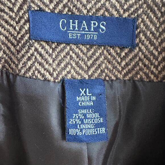 Vintage Chaps Herringbone Wool Blend Blazer Jacket Brass Buttons - Picture 8 of 8